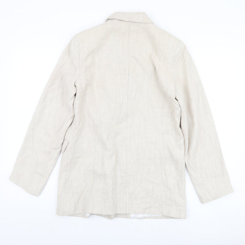 Topshop Women's Beige Double-Breasted Blazer UK 8