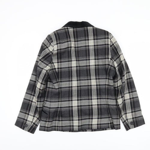 Alexon Women's Black Plaid Blazer 12 - Wool Tailored Jacket