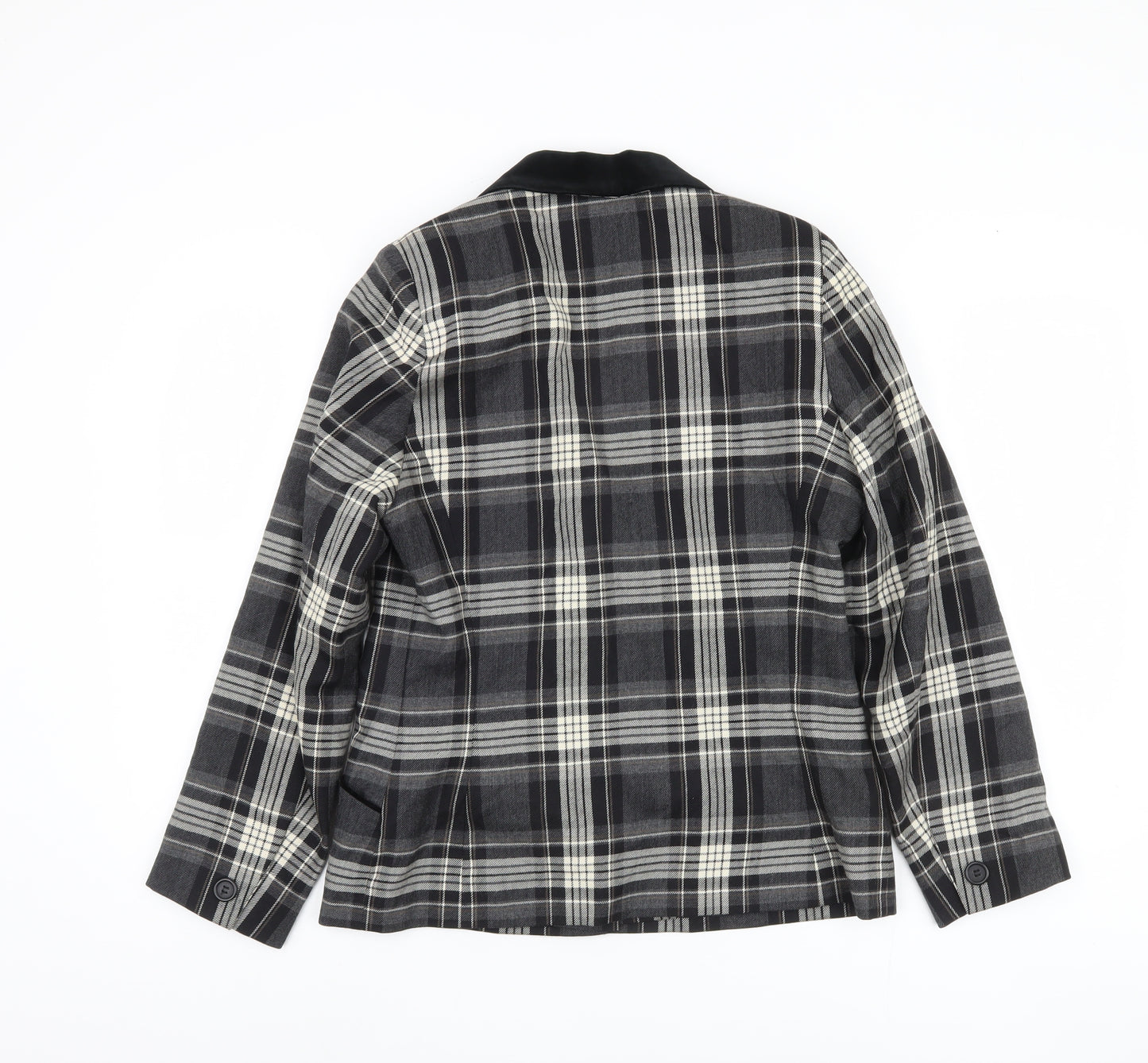 Alexon Women's Black Plaid Blazer 12 - Wool Tailored Jacket