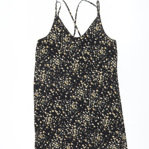 Topshop Petite Women's Black Floral Slip Dress Size 8