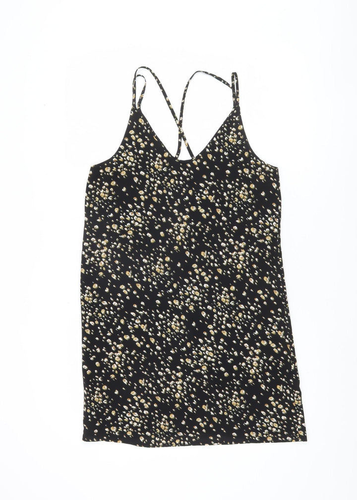 Topshop Petite Women's Black Floral Slip Dress Size 8