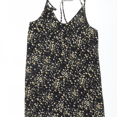 Topshop Petite Women's Black Floral Slip Dress Size 8