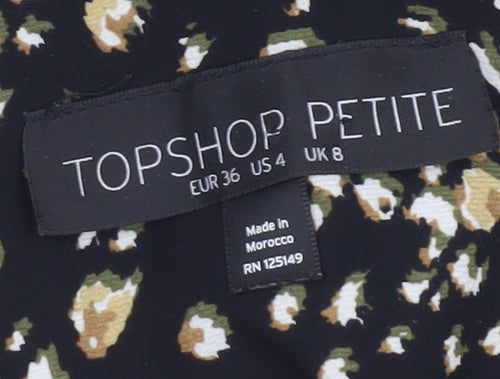 Topshop Petite Women's Black Floral Slip Dress Size 8