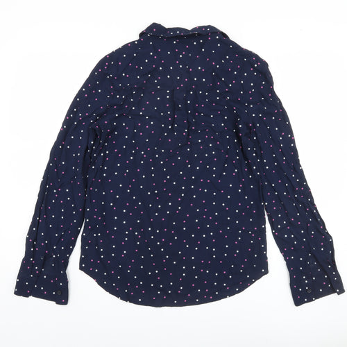 Next Women's Blue Polka Dot Button-Up Shirt Size 8