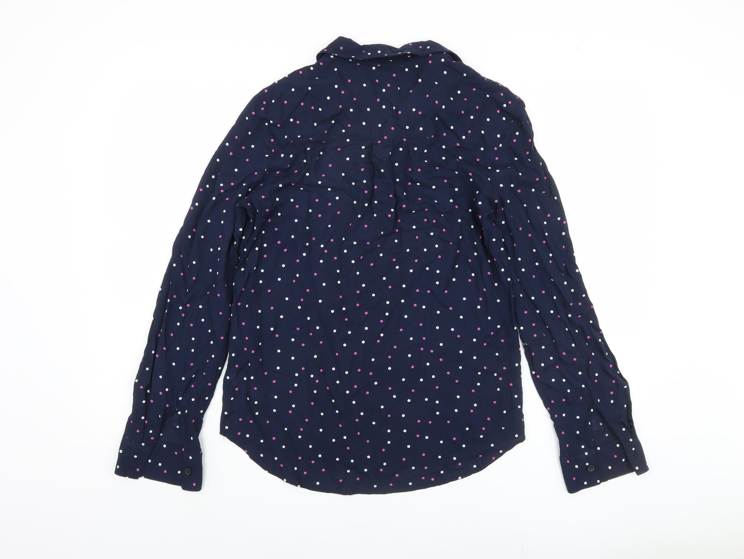 Next Women's Blue Polka Dot Button-Up Shirt Size 8