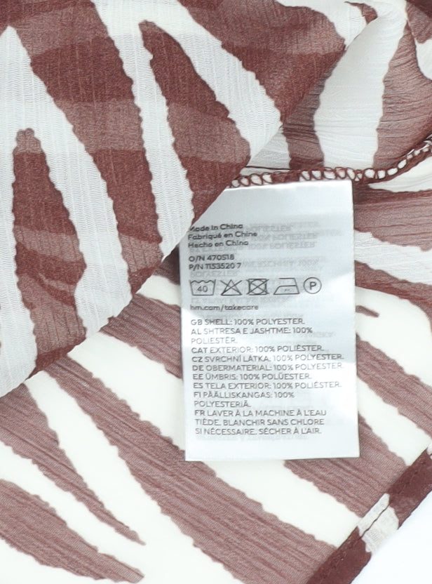 H&M Women's Brown Zebra Print Cropped Top, Size 8, Ruffle Accent