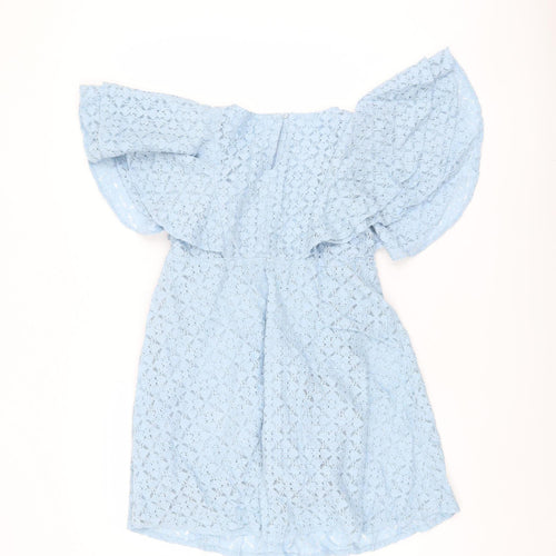 Next Girls Blue Lace Dress with Flutter Sleeves, 11 Years