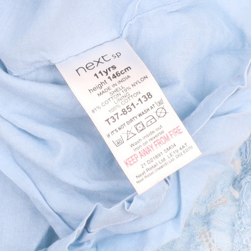 Next Girls Blue Lace Dress with Flutter Sleeves, 11 Years