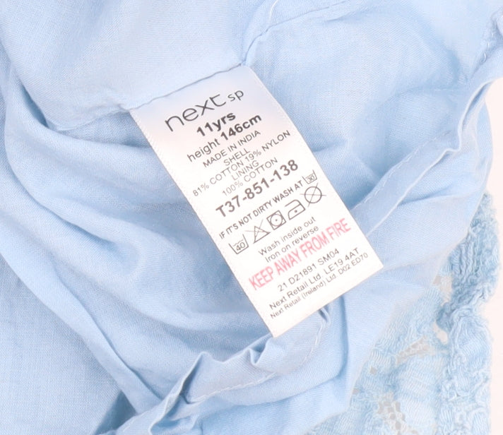 Next Girls Blue Lace Dress with Flutter Sleeves, 11 Years