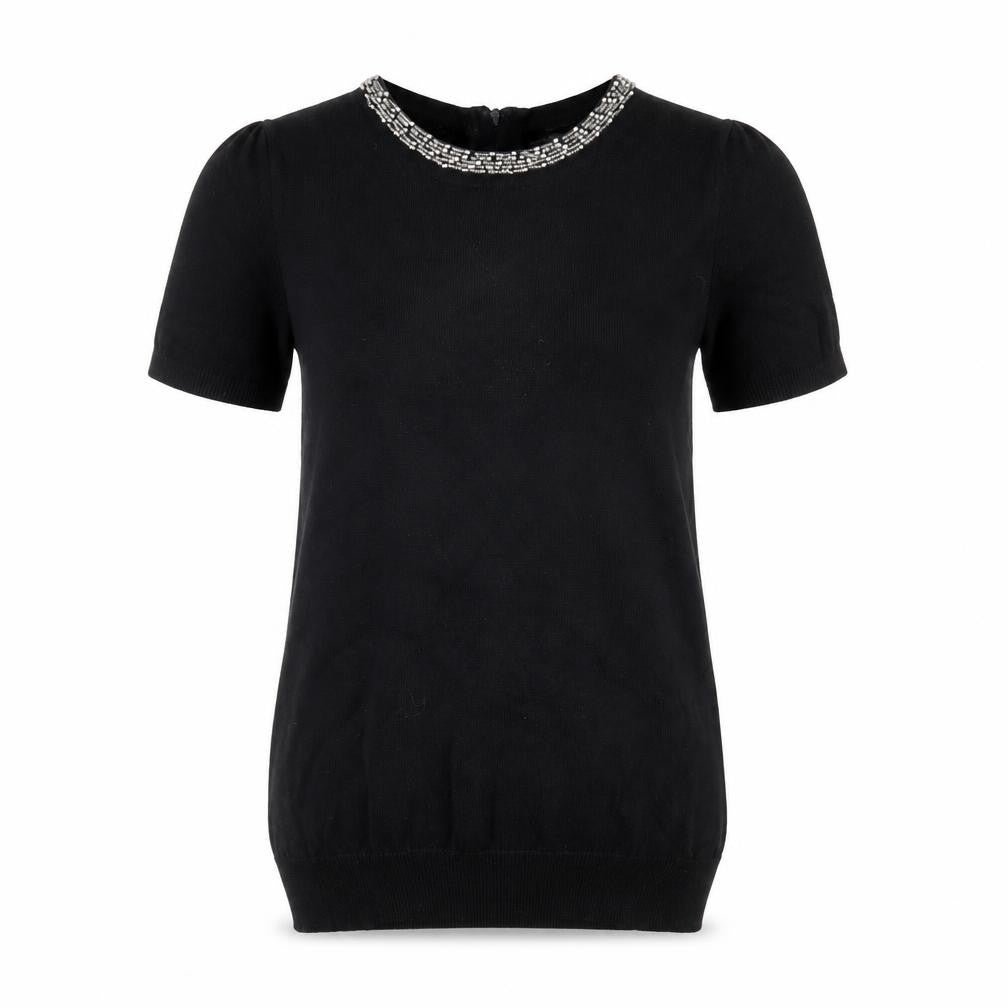 Front view of Next Women's Black jumper, size 6, Beaded Accent