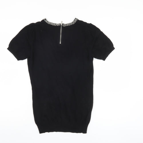 Next Women's Black Pullover Jumper, Size 6, Beaded Accent