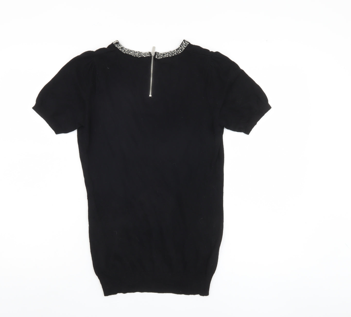Next Women's Black Pullover Jumper, Size 6, Beaded Accent