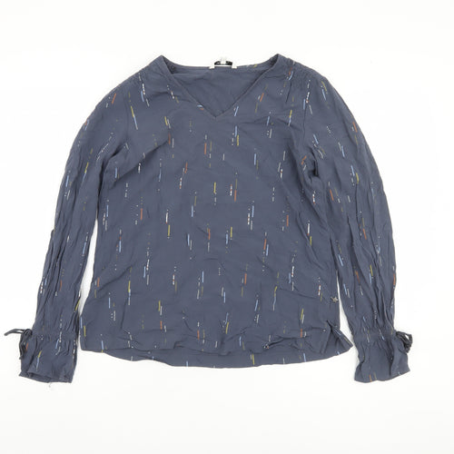 Sandwich Women's Blue Geometric V-Neck Blouse Size 8