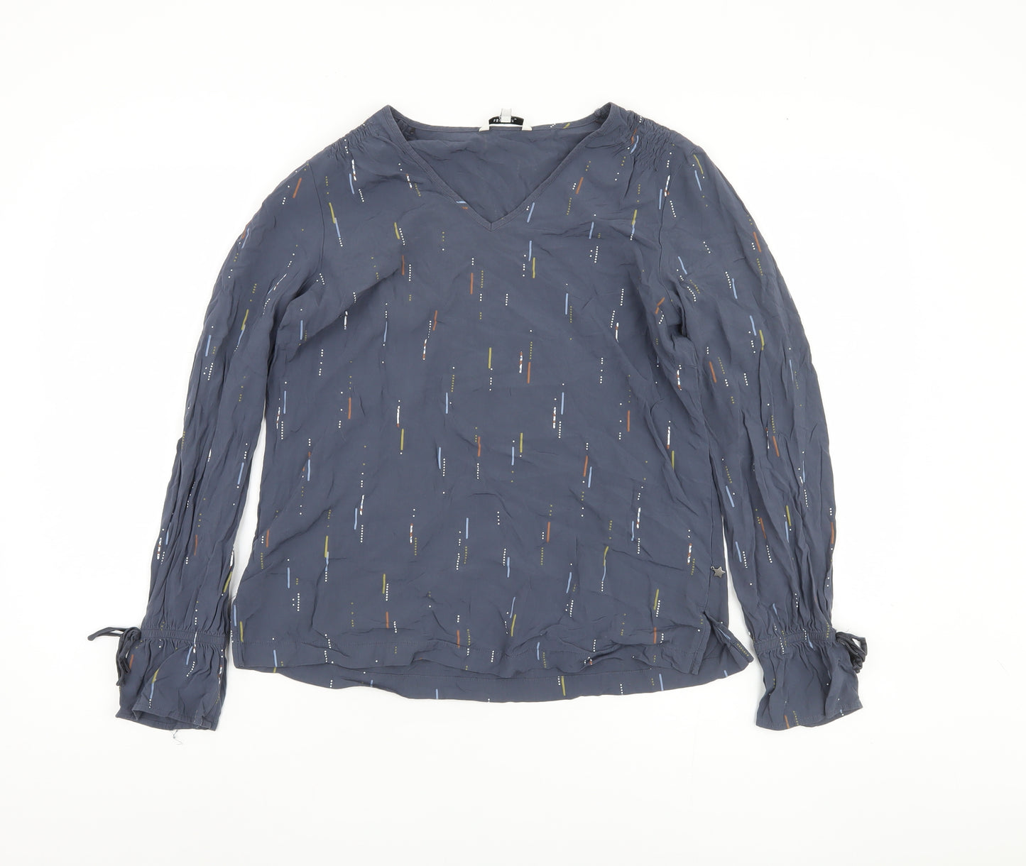 Sandwich Women's Blue Geometric V-Neck Blouse Size 8