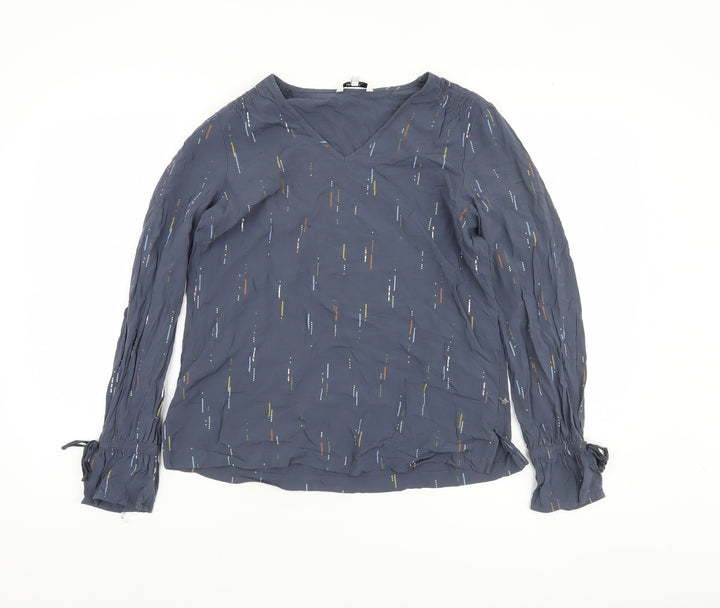 Sandwich Women's Blue Geometric V-Neck Blouse Size 8