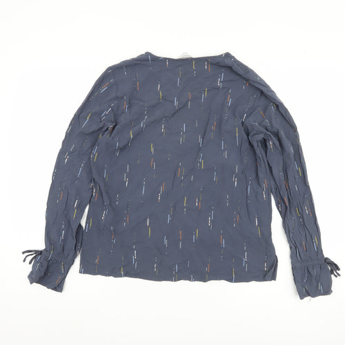 Sandwich Women's Blue Geometric V-Neck Blouse Size 8