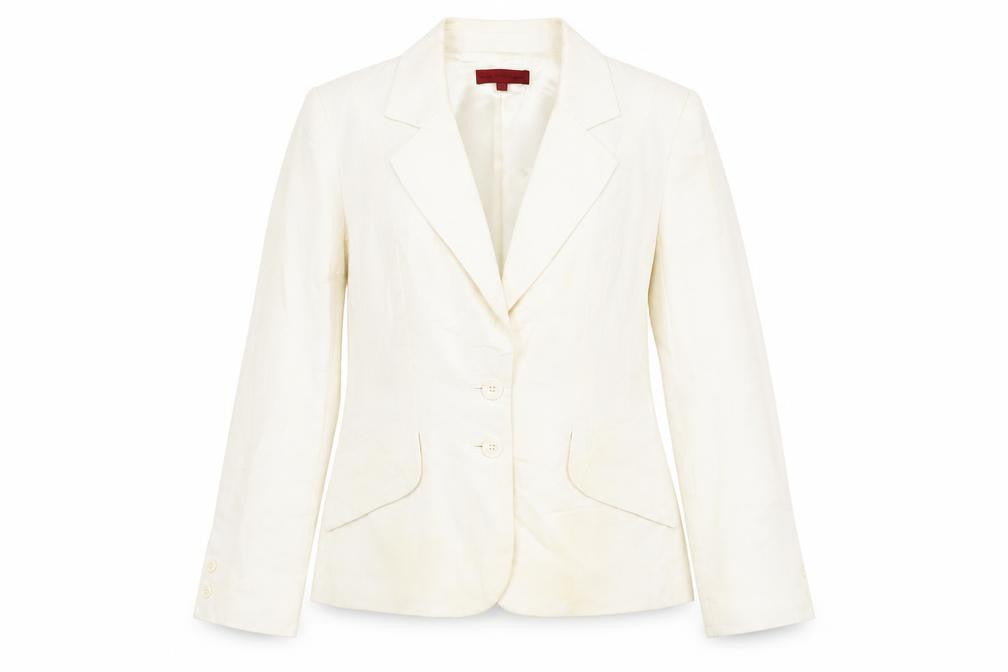 Front view of John Richmond Ivory Linen Blazer Women, size 10