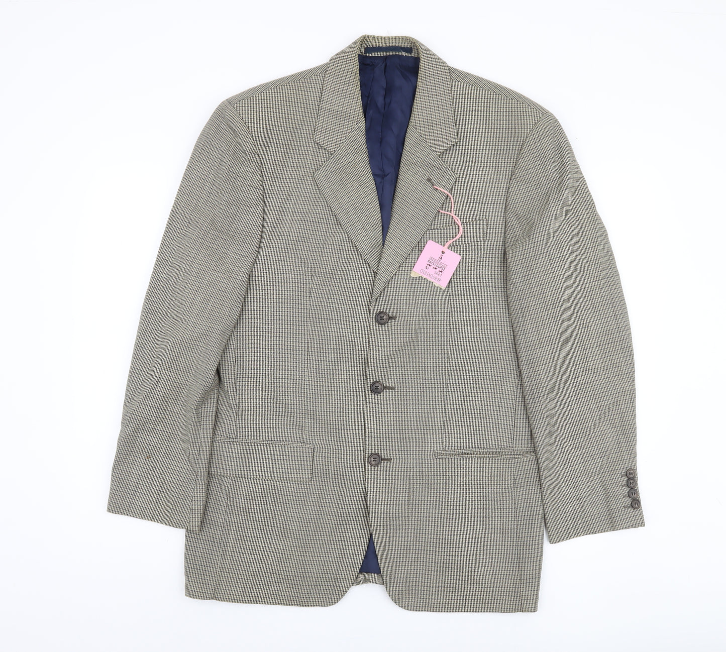 Blazer Men's Grey Check Wool Jacket Size 38R