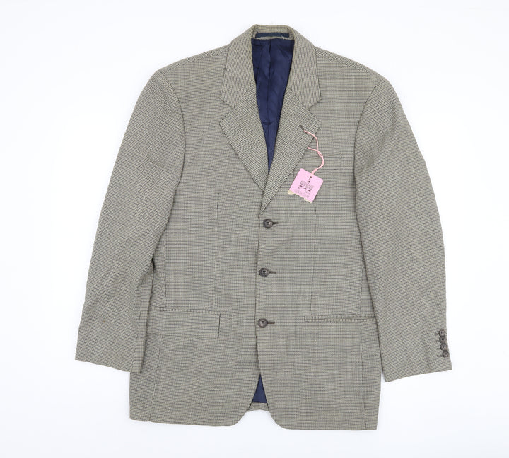 Blazer Men's Grey Check Wool Jacket Size 38R