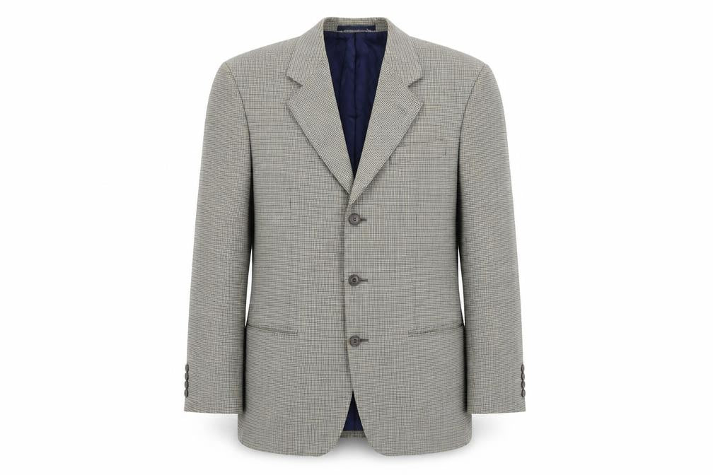 Blazer Men's Grey Check Wool Jacket Size 38R