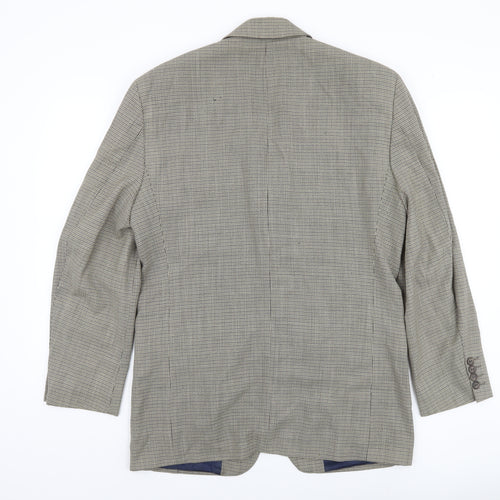Blazer Men's Grey Check Wool Jacket Size 38R