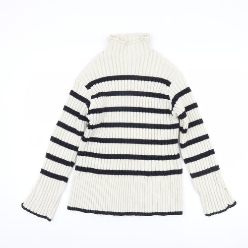 Zara Women's Ivory Striped Pullover Jumper, Size S