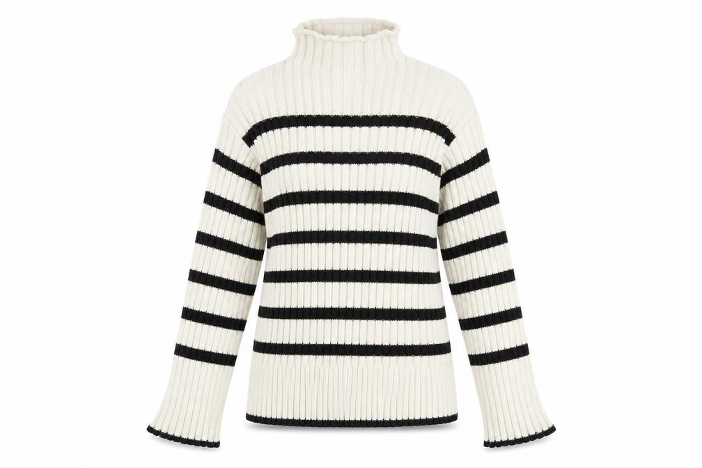 Front view of Zara Women's Ivory Striped jumper, size S
