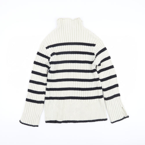 Zara Women's Ivory Striped Pullover Jumper, Size S