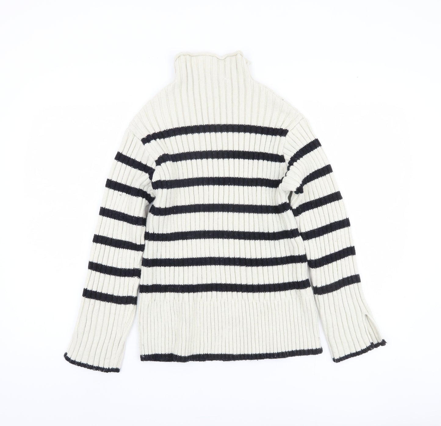 Zara Women's Ivory Striped Pullover Jumper, Size S