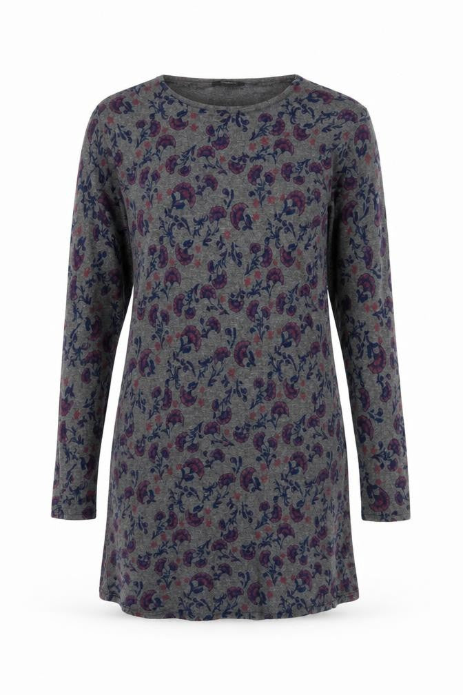 Front view of ESMARA Women's Grey Floral jumper, size 14