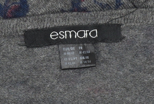 Esmara Women's Grey Floral Pullover Jumper Size 14