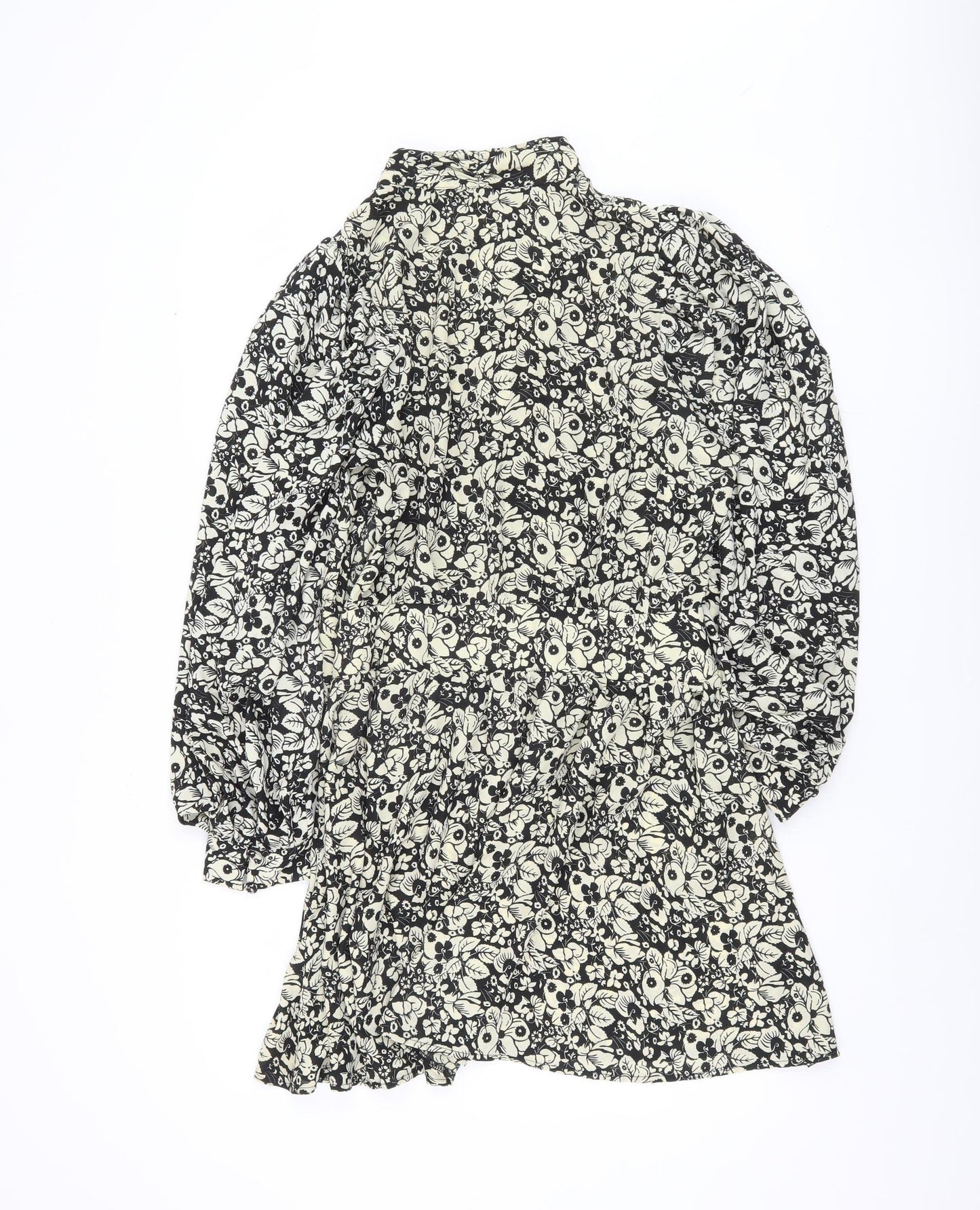 Topshop Women's Black Floral Shift Dress UK 12