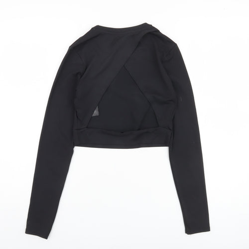 H&M Women's Black Cropped Long Sleeve Top Size 8