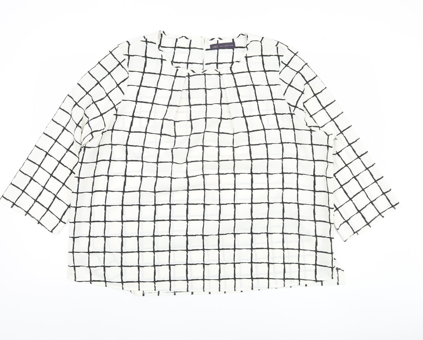 Marks and Spencer Women's White Check Blouse UK 20