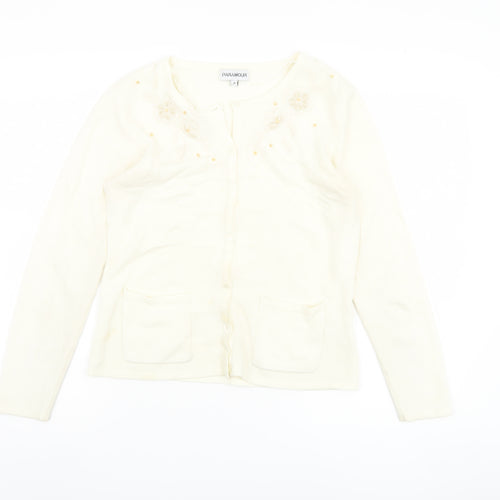Paramour Ivory Women's Medium Cardigan, Embroidered