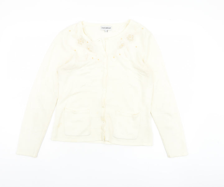 Paramour Ivory Women's Medium Cardigan, Embroidered