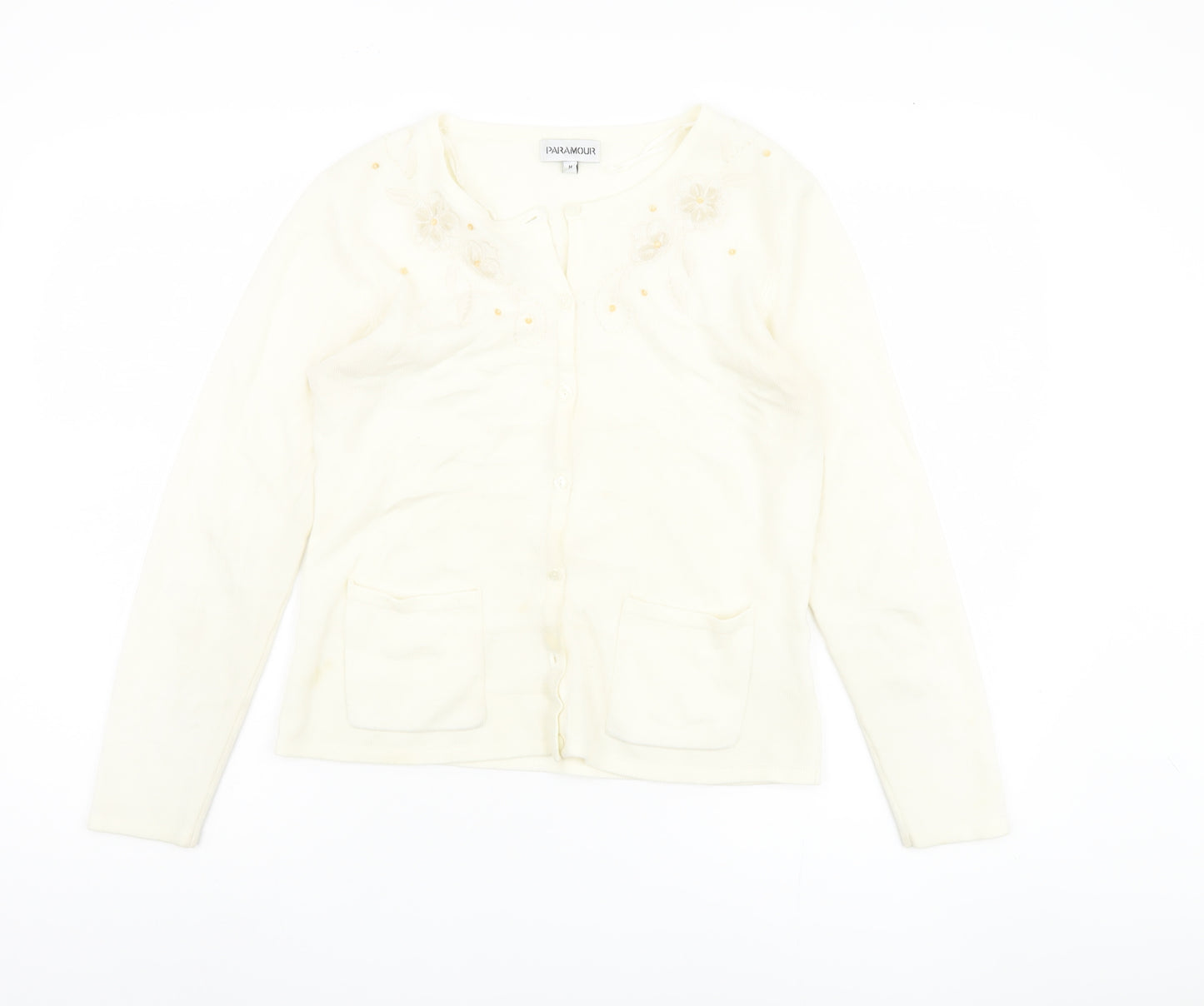 Paramour Ivory Women's Medium Cardigan, Embroidered