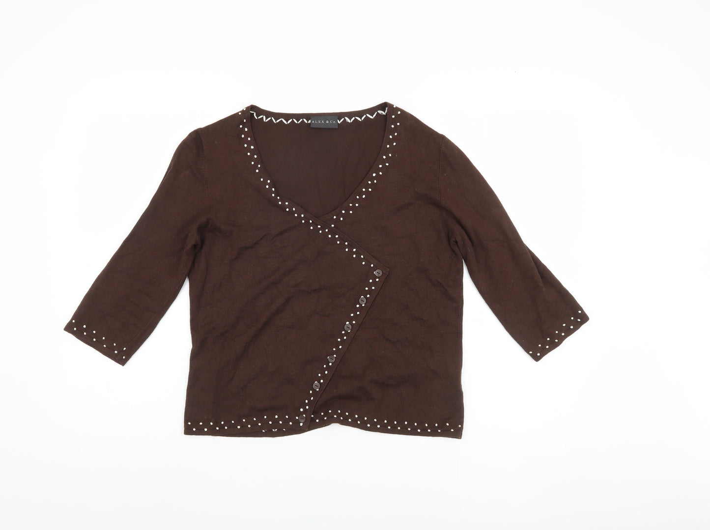 Alex & Co. Brown Women's V-Neck Cardigan Size 12