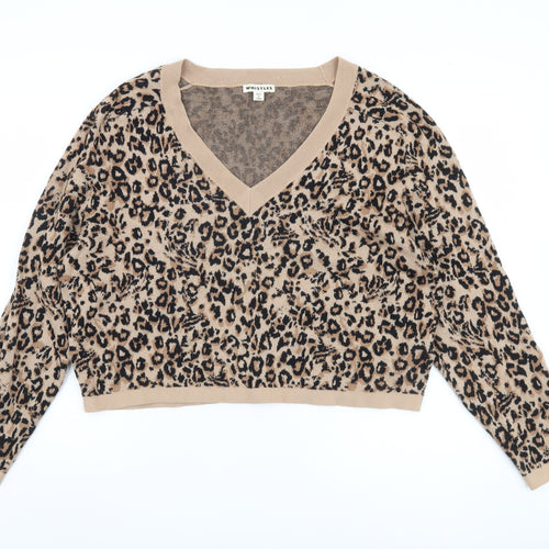 Whistles Women's Beige Animal Print Pullover M