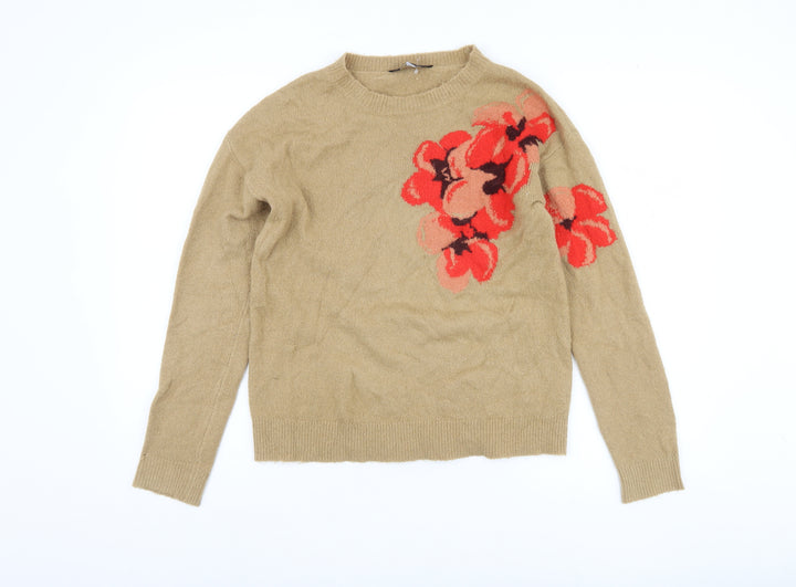 Dorothy Perkins Women's Beige Floral Pullover Jumper, UK 12