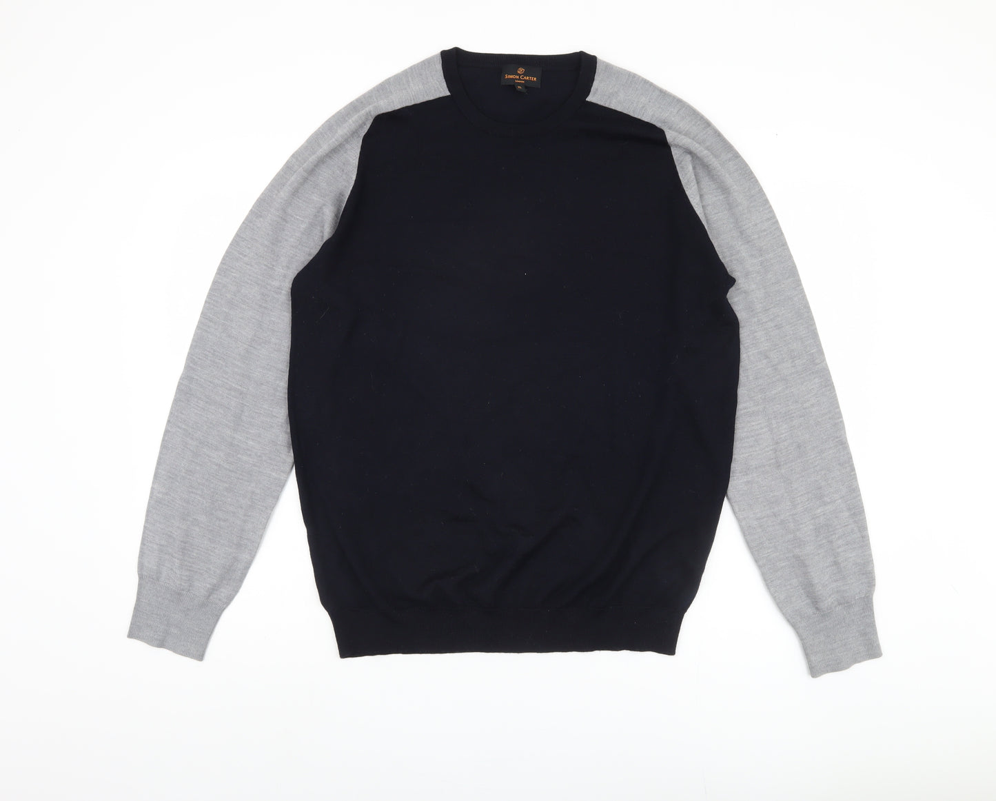 Simon Carter Men's Black and Grey XL Pullover Jumper