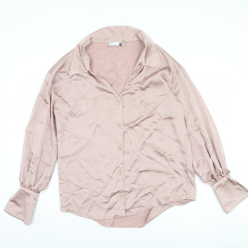 ASOS Design Women's Pink Button-Up Blouse, Size 8