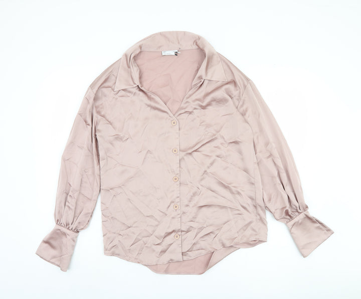 ASOS Design Women's Pink Button-Up Blouse, Size 8