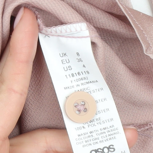 ASOS Design Women's Pink Button-Up Blouse, Size 8