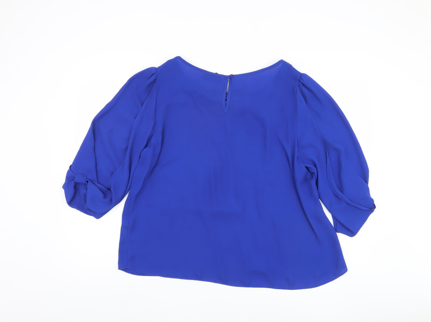 Wallis Blue Beaded 3/4 Sleeve Blouse Women Size 20