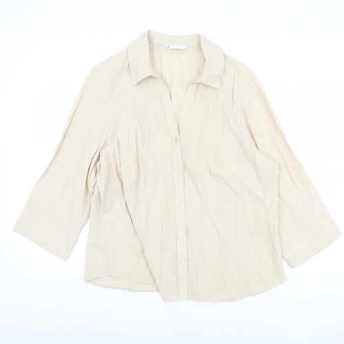 BHS Women's Beige Button-Up Shirt Size 20