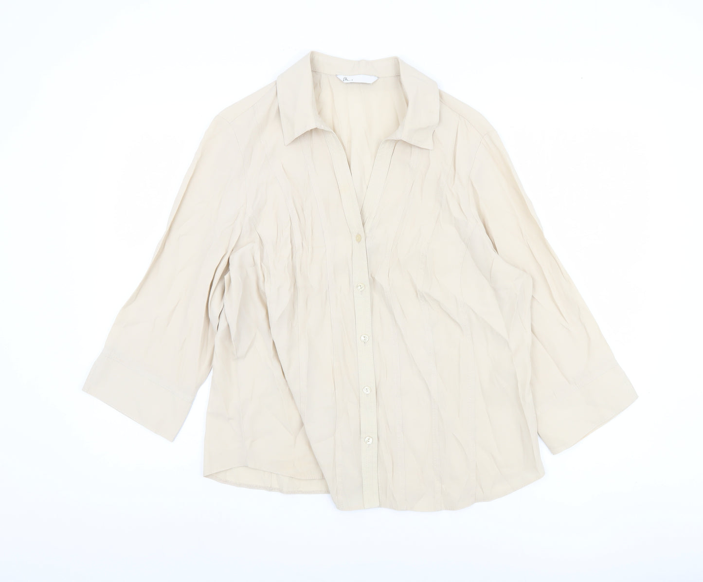 BHS Women's Beige Button-Up Shirt Size 20