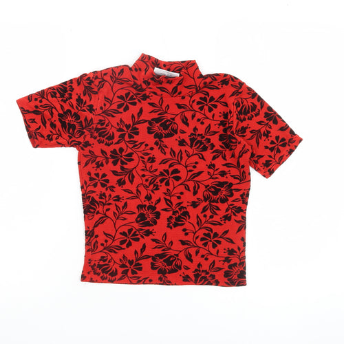 Paragon Women's Red Floral Mock Neck Top S