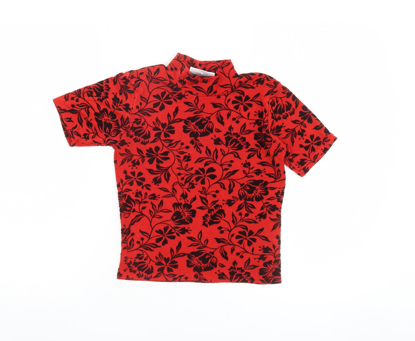 Paragon Women's Red Floral Mock Neck Top S