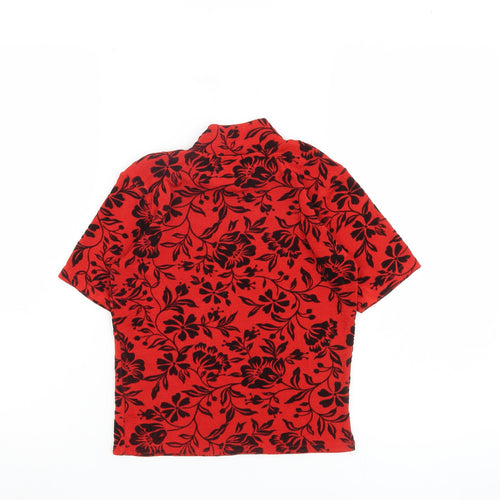 Paragon Women's Red Floral Mock Neck Top S